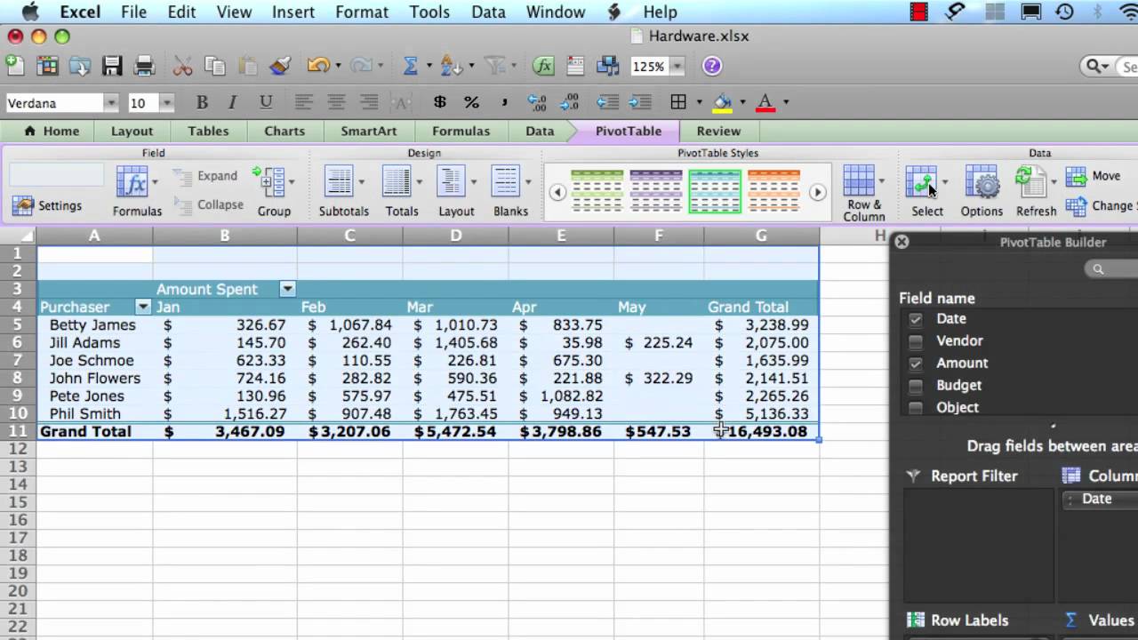 How to make a pivot table in excel 2011 for mac